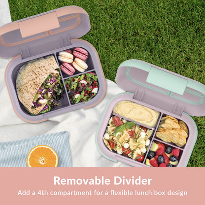 Bentgo® Chill Max Lunch Box (2-Pack) - Lavender/Peach Blossom & Rose/Mint | Removable Divider - Add A 4th Compartment For A Flexible Lunch Box Design