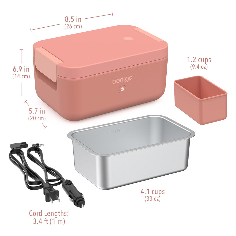 Bentgo® Heat Electric Lunch Box - Pink Spice | Dimensions + What’s In The Box