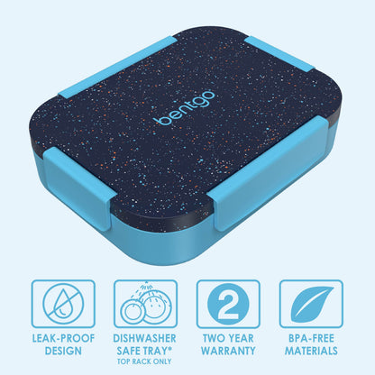 Bentgo® Kids Snap & Go Lunch Box (2-Pack) | Abyss Blue Speckle Confetti - Leak-Proof Design, Dishwasher Safe, Two Year Warranty, and BPA-Free Materials