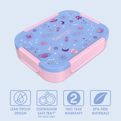Bentgo® Kids Snap & Go Lunch Box - Lavender Galaxy | Leak-Proof Design, Dishwasher Safe Tray (Top Rack Only), Two Year Warranty, And BPA-Free Materials