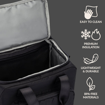 Bentgo® Insulated Lunch Bag - Obsidian Charcoal | Easy To Clean, Premium Lightweight & Durable, And Made With BPA-Free Materials
