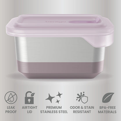 Bentgo® MicroSteel Heat & Eat Container - Lunch Size 3 Cups - Dusk | Leak-Proof, Airtight Lid, Premium Stainless Steel, Odor & Stain Resistant & Made With BPA-Free Materials