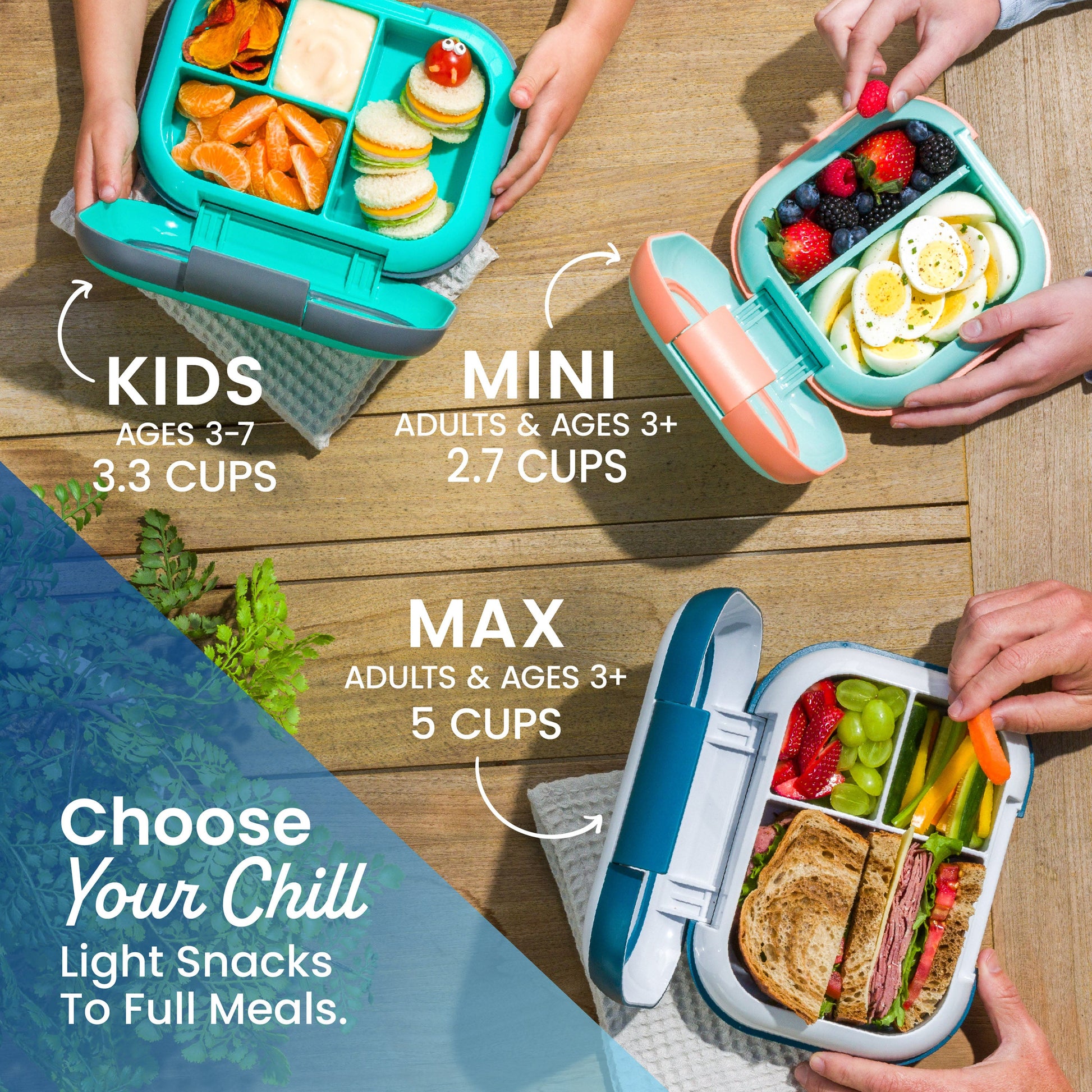 Bentgo® Chill Kids Lunch Box - Green/Navy| Choose Your Chill Light Snacks To Full Meals - Kids (Ages 3-7, 3.3 Cups), Mini (Adults & Ages 3+, 2.7 Cups), Max (Adults & Ages 3+, 5 Cups)