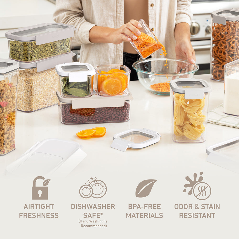 Bentgo® Pantry Airtight Food Storage Containers (22-pcs) - White Stone | Airtight Freshness, Dishwasher Safe, Made With BPA-Free Materials, And Odor & Stain Resistant