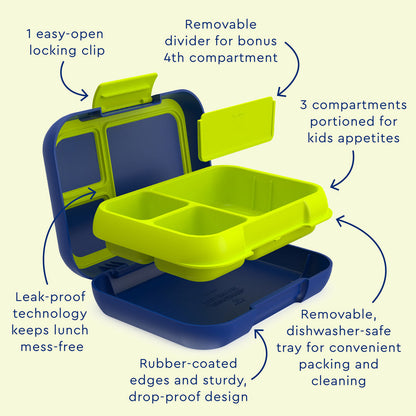 Bentgo® Pop Lunch Box (2-Pack) | Pop Lunch Box Features Include Easy To Open-Open Locking Clips, Leak-Proof Technology Keeps Lunch Mess-Free, And Rubber-Coated Edges And Sturdy, Drop-Proof Design