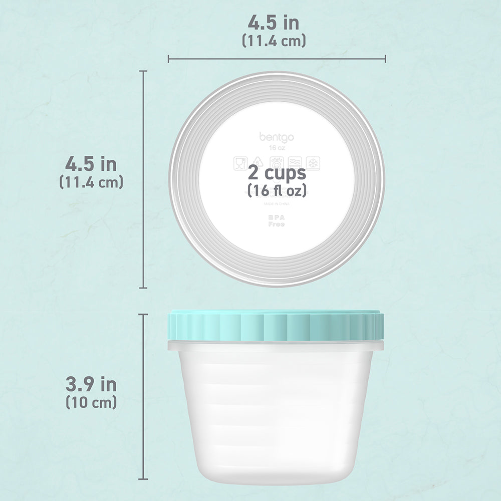 Bentgo® Prep Twist-Top Fluid Ounce Containers (20-Piece) - 16-Fluid Ounce - Sea Blue | Dimensions