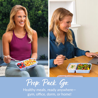 Bentgo® Prep 2-Compartment Meal Prep Containers (20-Piece) - Periwinkle | Prep. Pack. Go. - Healthy Meals, Ready Anywhere - Gym, Office, Dorm, Or Home!