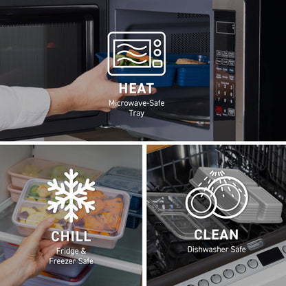 Bentgo® Prep 3-Compartment Meal Prep Containers (20-Piece) - Lilac | Microwave-Safe Tray, Fridge & Freezer Safe, And Dishwasher Safe