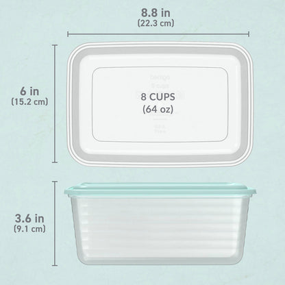 Bentgo® Prep 8-Cup Deep-Dish Container (20-Piece Set) - Aqua Splash | Dimensions
