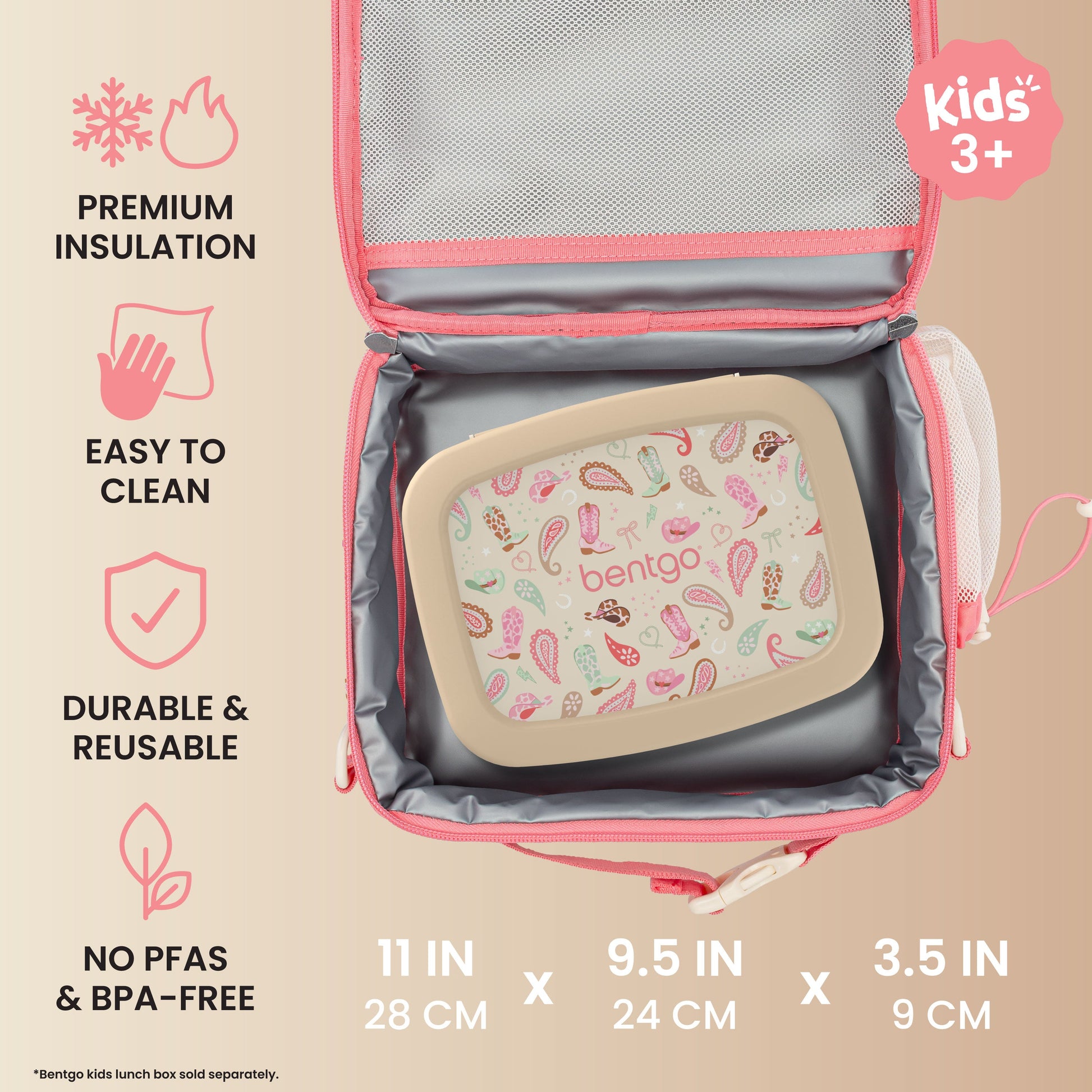 Bentgo Kids Prints Lunch Bag - Cowgirl Dreams | Premium Insulation, Easy To Clean, Durable & Reusable, No PFAs & BPA-Free