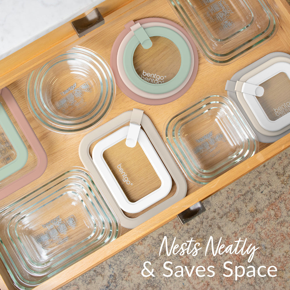 Bentgo Signature Glass Food Storage Set (18-Piece) - Desert Sage | Nests Nearly & Saves Space