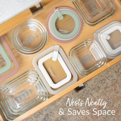 Bentgo Signature Glass Food Storage Set (8-Piece) - Desert Sage | Nests Nearly & Saves Space
