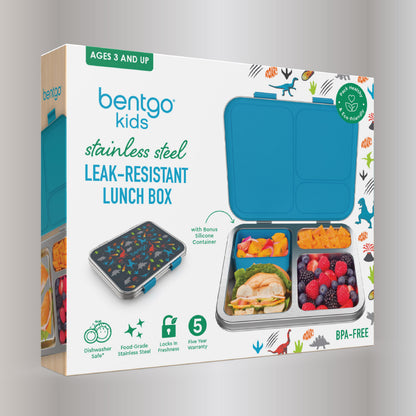 Bentgo® Kids Stainless Steel Prints Lunch Box - Dinosaur | Packaging